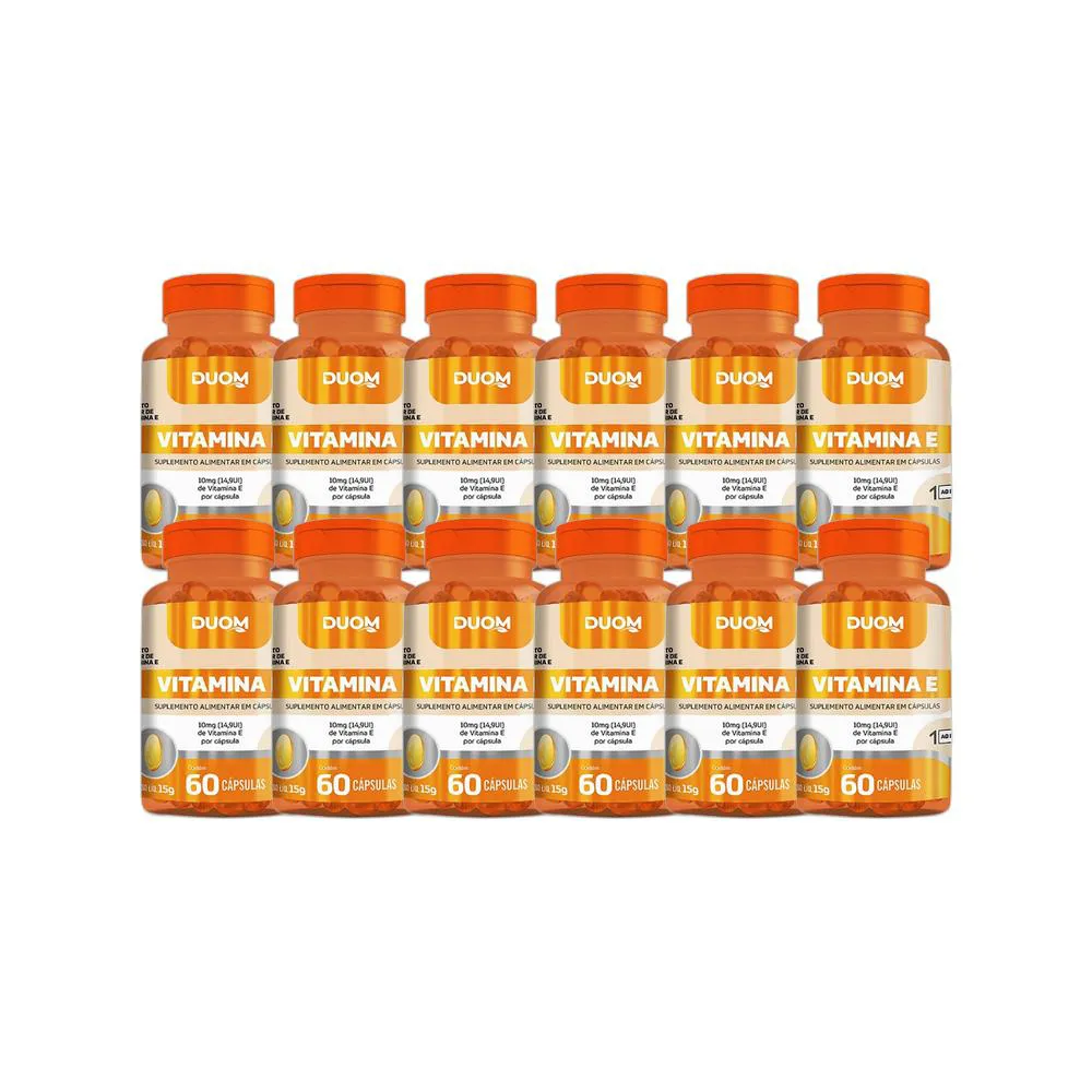KIT 12X SUPLEMENTO ALIMENTAR VITAMINA E 60 CPS - DUOM