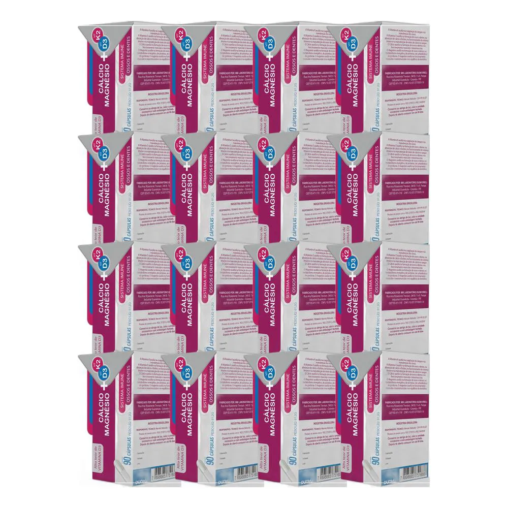 KIT 16X SUPLEMENTO ALIMENTAR CáLCIO D3 MAG K2 90 CPS - DUOM