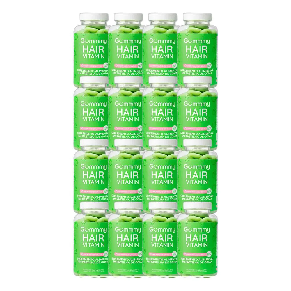 KIT 16X SUPLEMENTO HAIR VITAMIN MAçã VERDE 60 U - GUMMY
