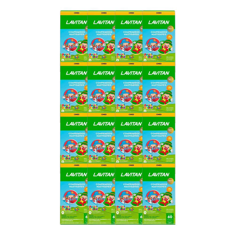 KIT 16X VITAMINA LAVITAN KIDS FRUTAS 60 MASTIGáVEIS - CIMED
