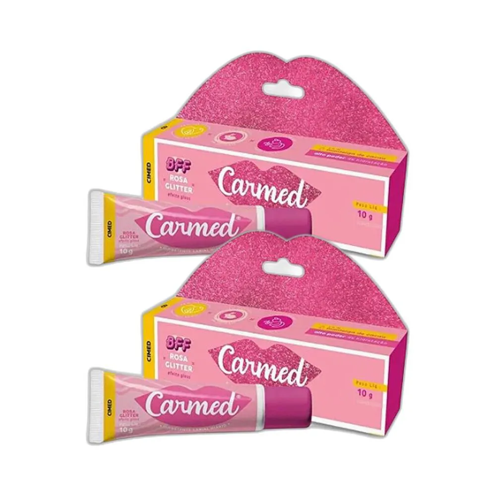 KIT 2X HIDRATANTE LABIAL CARMED BFF ROSA GLITTER 10G - CIMED