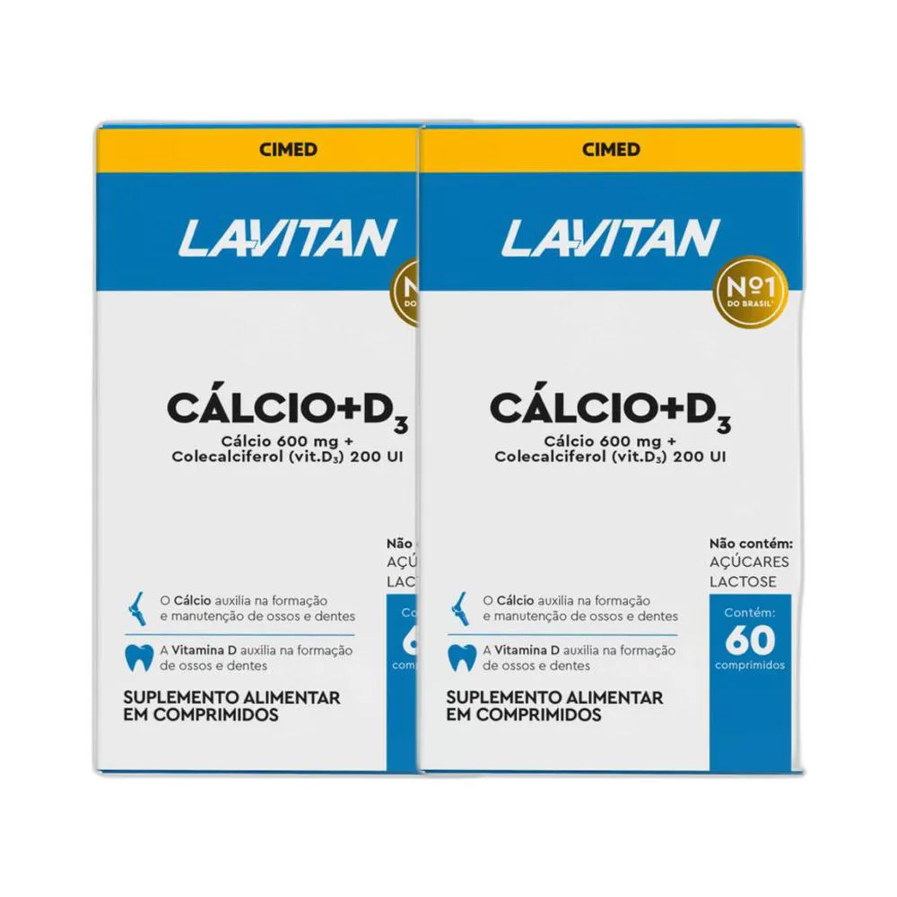 KIT 2X VITAMINA LAVITAN CáLCIO + VITAMINA D3 60 CPR - CIMED