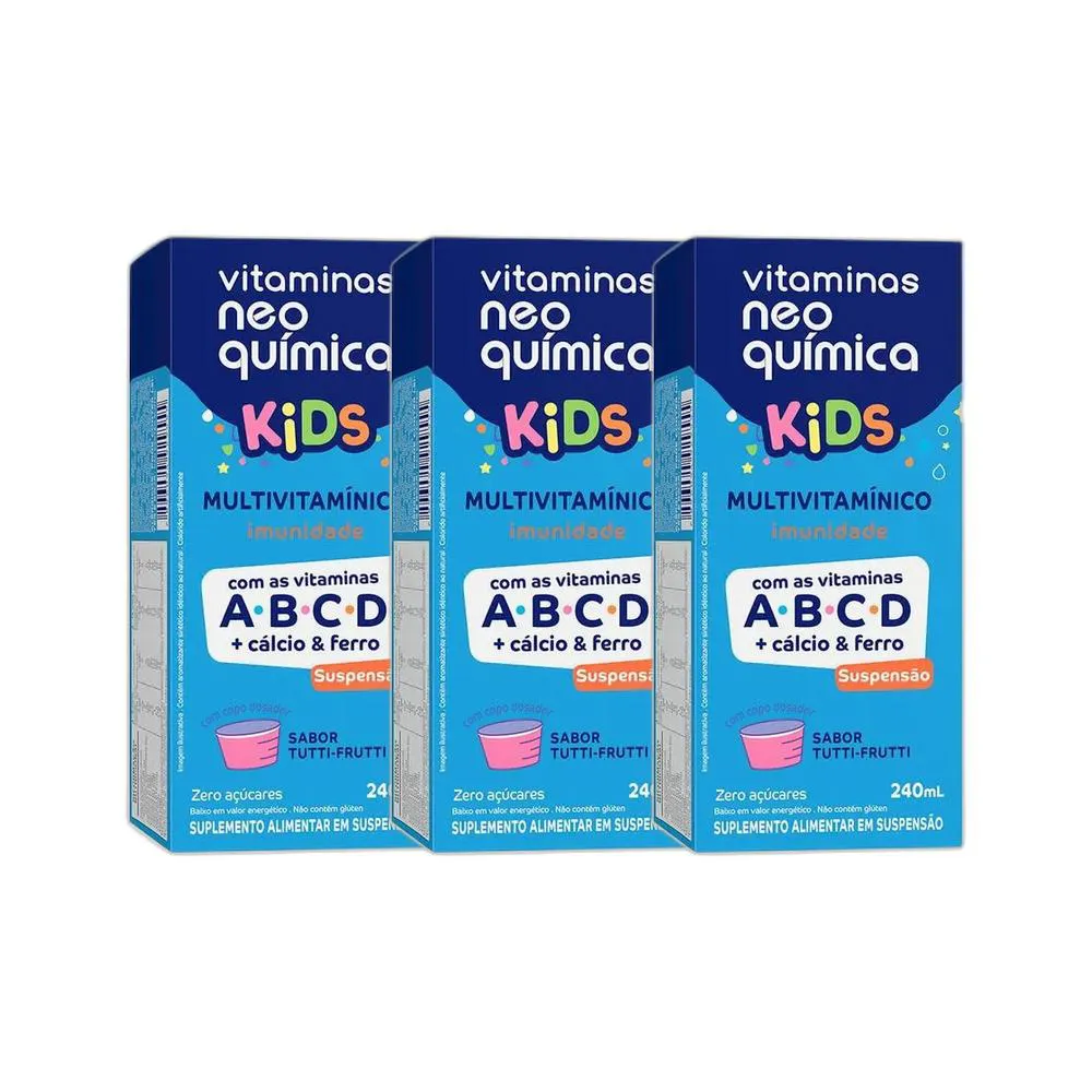 KIT 3X MULTIVITAMINICO KIDS LIQUIDO 240ML - NEO QUíMICA