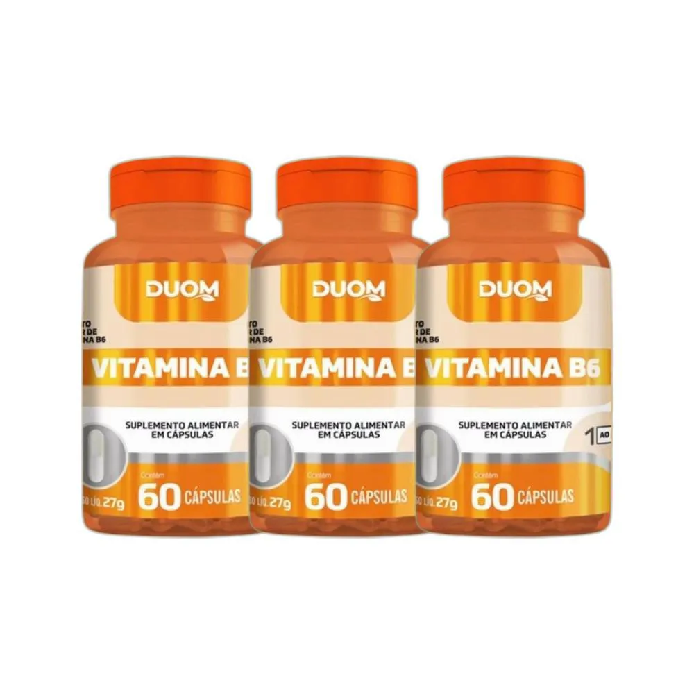 KIT 3X SUPLEMENTO ALIMENTAR VITAMINA B6 60 CPS - DUOM