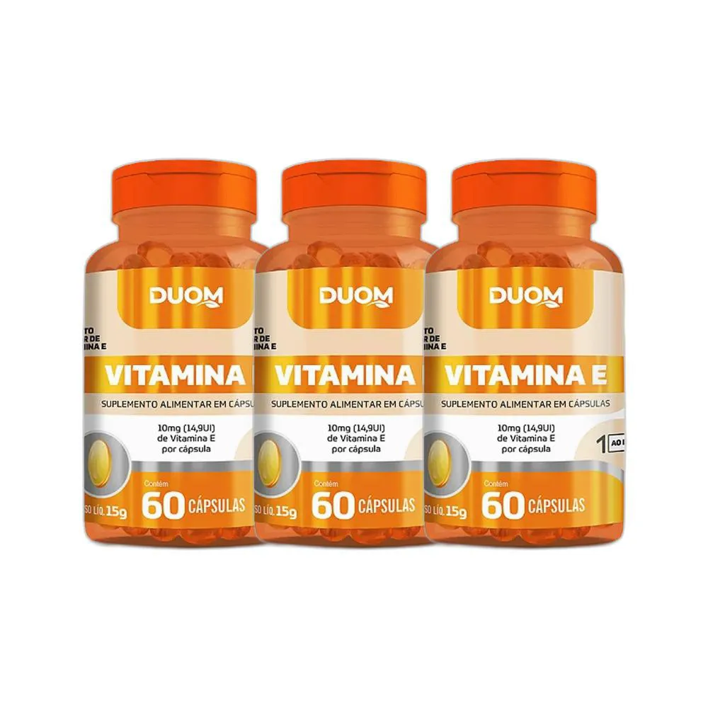 KIT 3X SUPLEMENTO ALIMENTAR VITAMINA E 60 CPS - DUOM