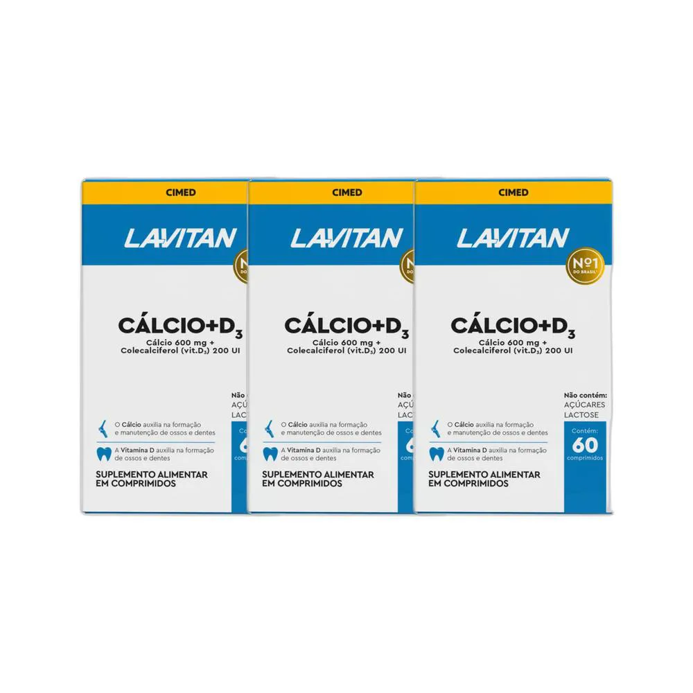 KIT 3X VITAMINA LAVITAN CáLCIO + VITAMINA D3 60 CPR - CIMED