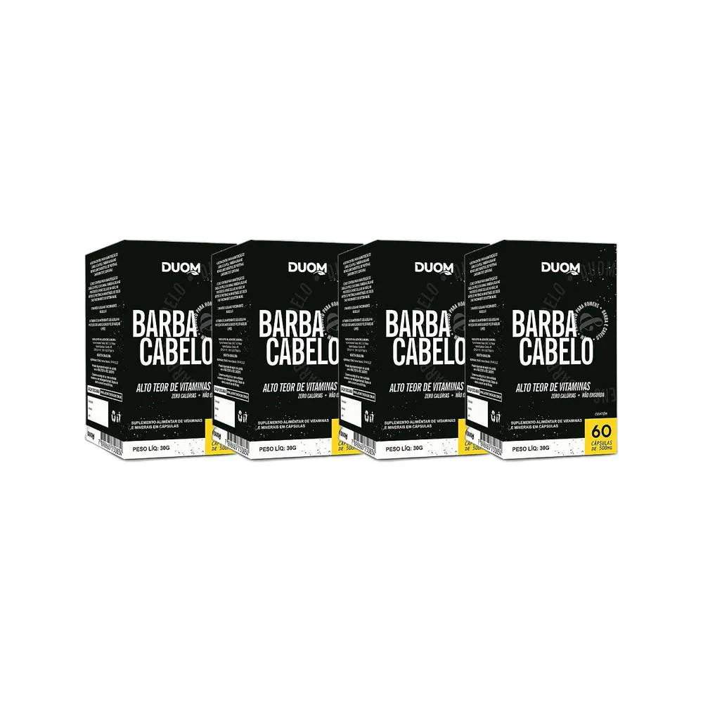 KIT 4X SUPLEMENTO ALIMENTAR BARBA E CABELO 60 CPS - DUOM