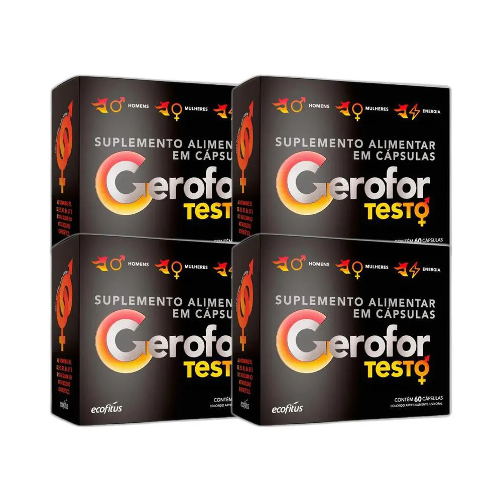 KIT 4X SUPLEMENTO ALIMENTAR GEROFOR TESTO 60 CPS - ECOFITUS