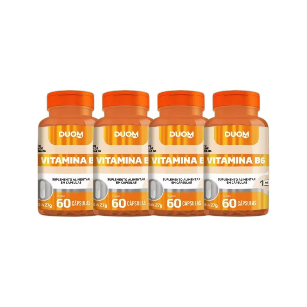 KIT 4X SUPLEMENTO ALIMENTAR VITAMINA B6 60 CPS - DUOM