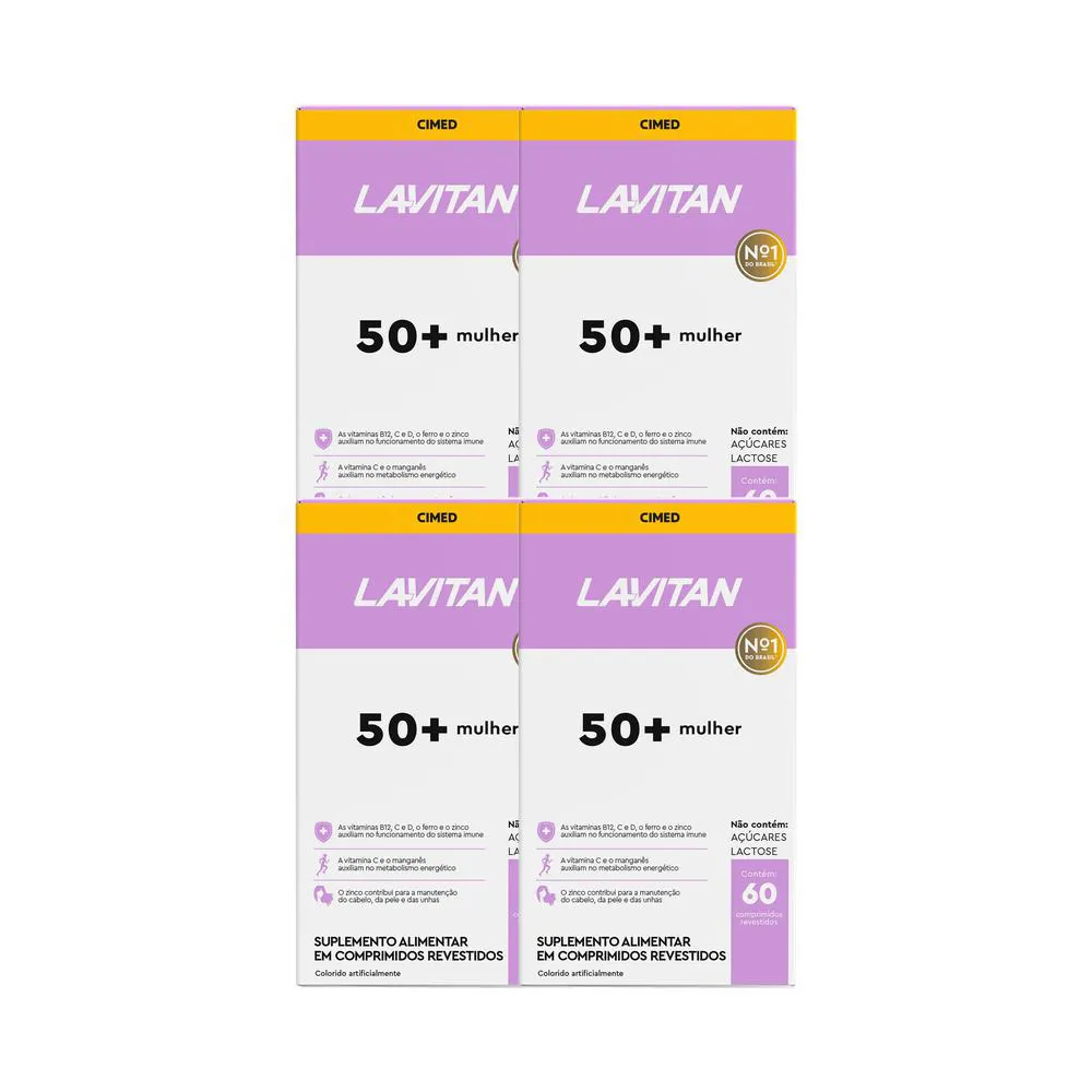 KIT 4X VITAMINA LAVITAN 50+ MULHER 60 COMPRIMIDOS - CIMED