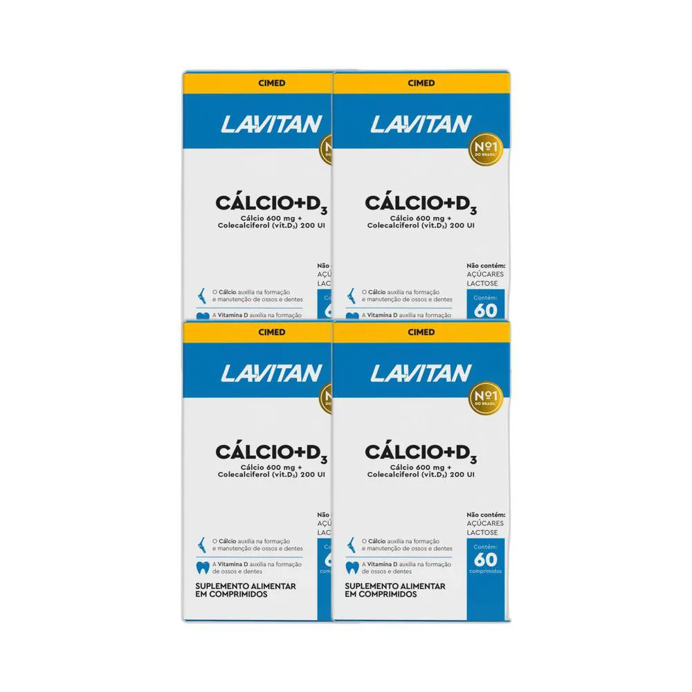 KIT 4X VITAMINA LAVITAN CáLCIO + VITAMINA D3 60 CPR - CIMED
