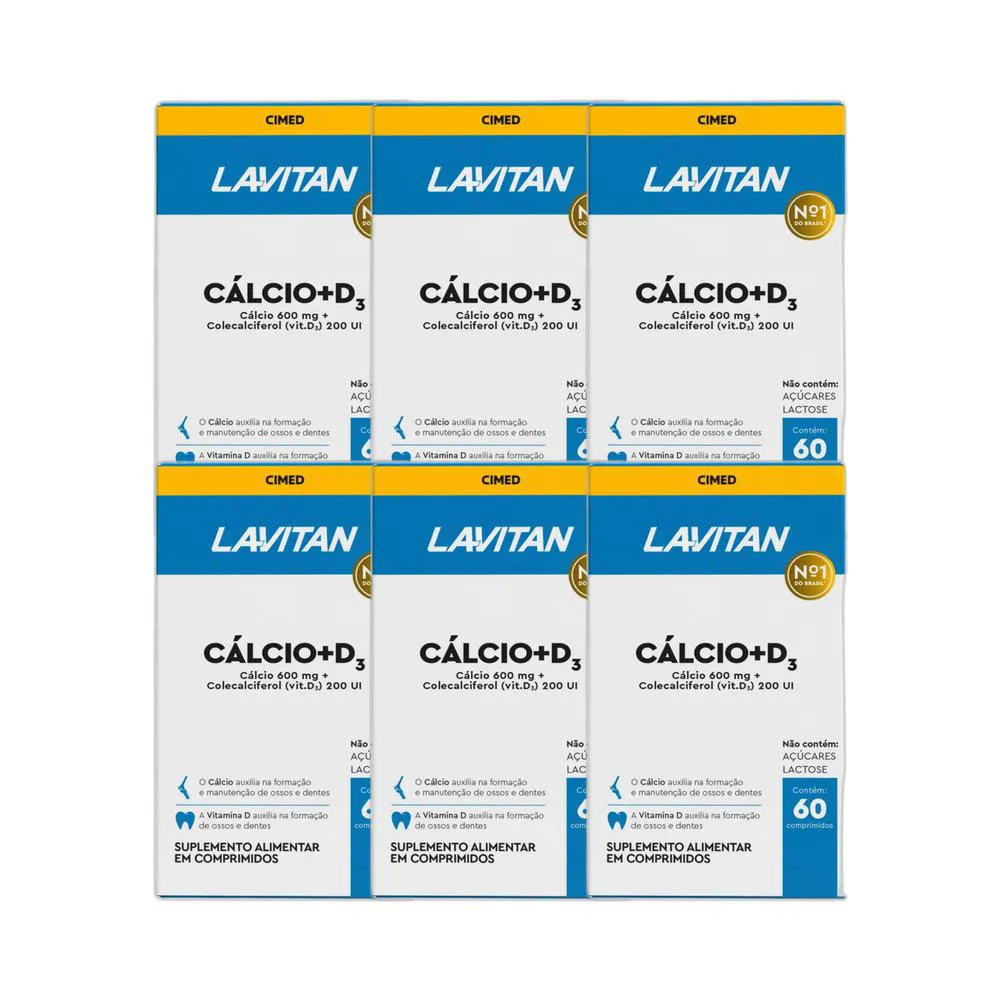 KIT 6X VITAMINA LAVITAN CáLCIO + VITAMINA D3 60 CPR - CIMED
