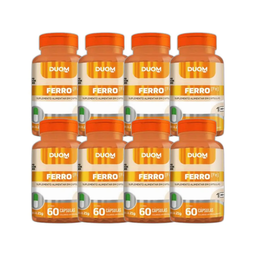 KIT 8X SUPLEMENTO ALIMENTAR FERRO 60 CPS - DUOM