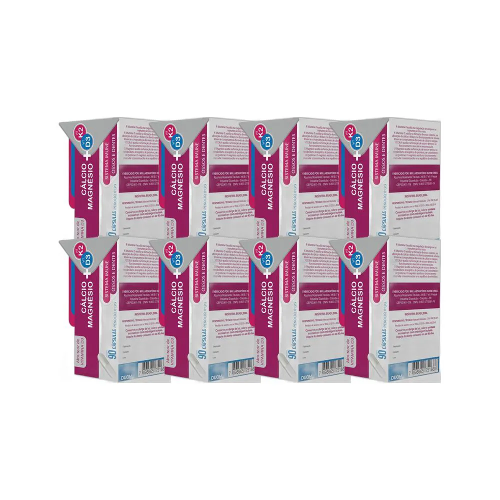 KIT 8X SUPLEMENTO ALIMENTAR CáLCIO D3 MAG K2 90 CPS - DUOM