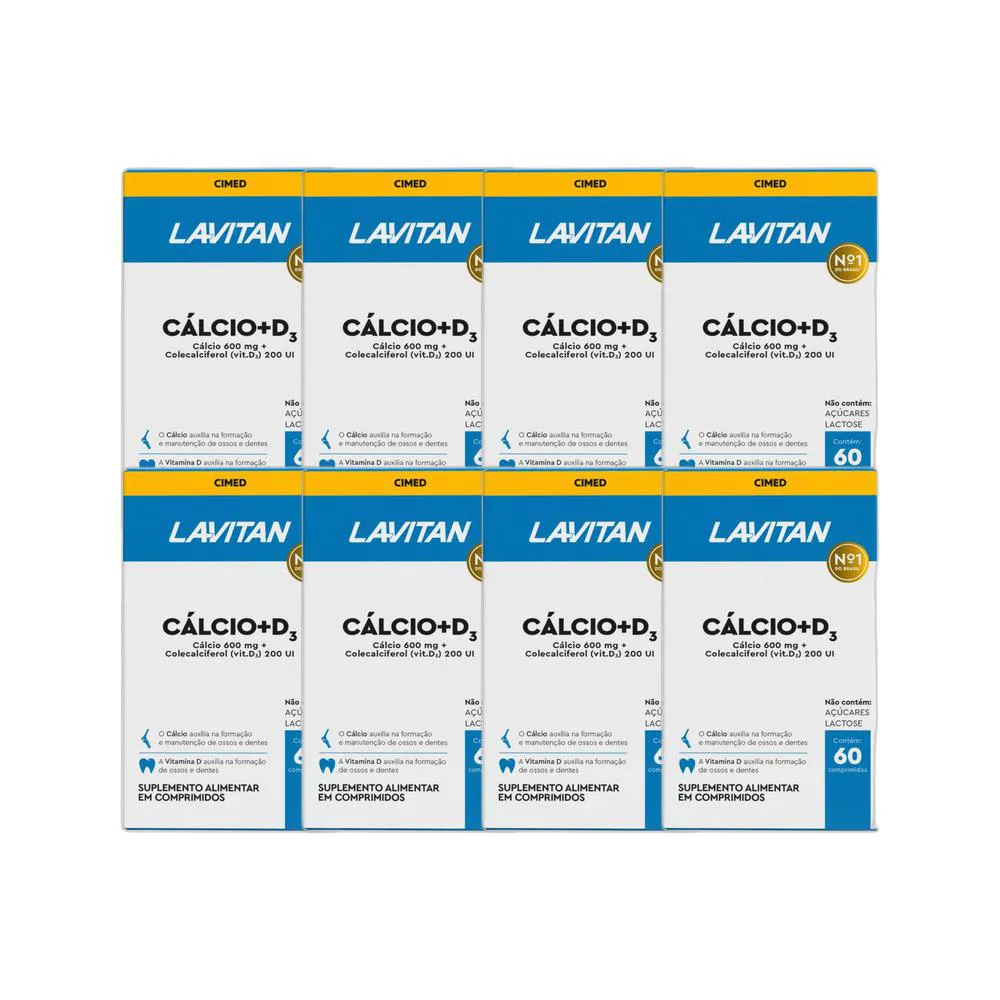 KIT 8X VITAMINA LAVITAN CáLCIO + VITAMINA D3 60 CPR - CIMED