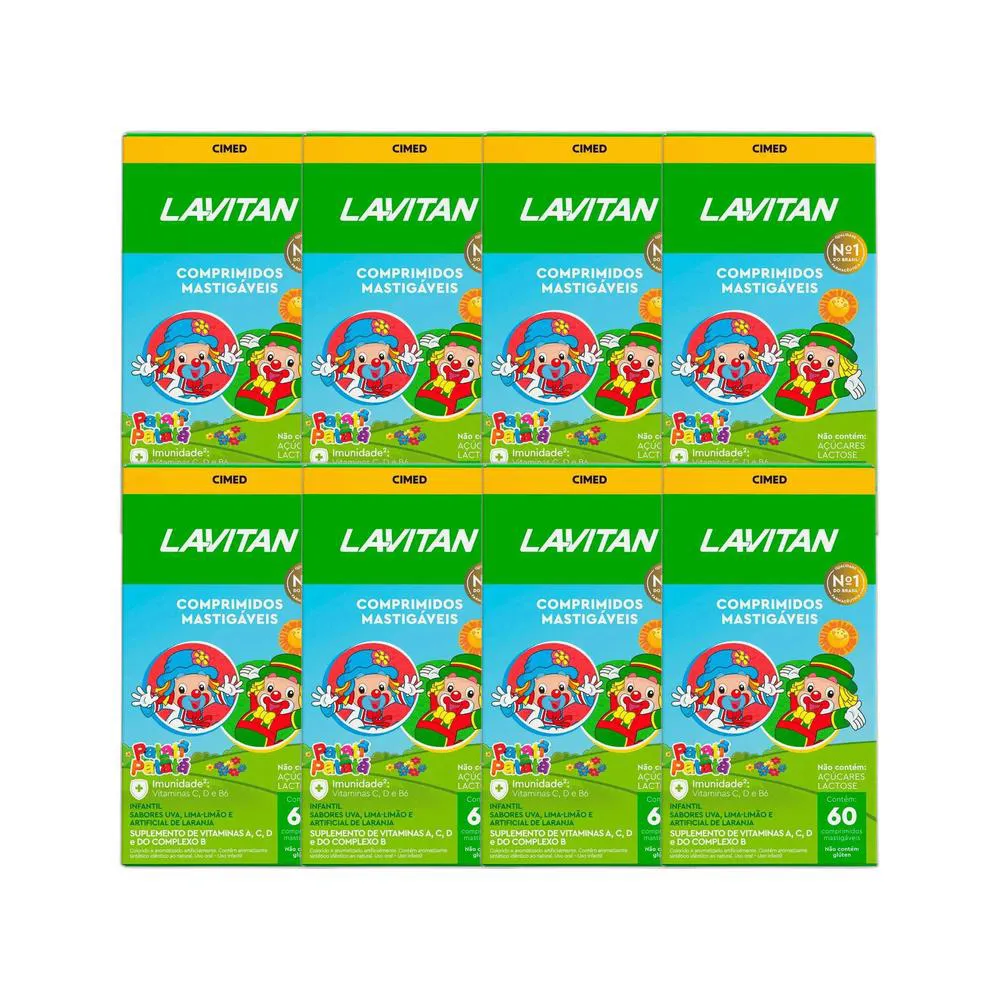 KIT 8X VITAMINA LAVITAN KIDS FRUTAS 60 MASTIGáVEIS - CIMED
