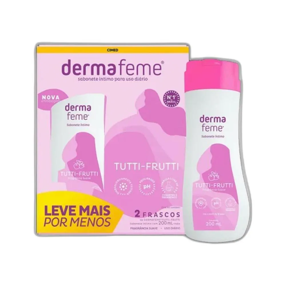 SABONETE LIQUIDO ÍNTIMO DERMAFEME 200ML TUTTI-FRUTTI - CIMED