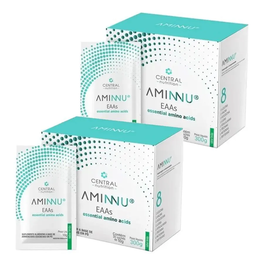 KIT COM 2 UNIDADES AMINNU 10G 30 SACHêS - CENTRAL NUTRITION SABOR:LIMãO