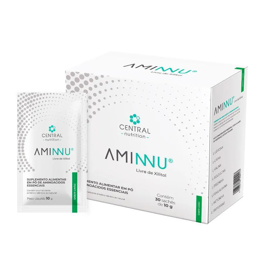 AMINNU 10G 30 SACHêS SEM XILITOL - CENTRAL NUTRITION Limão