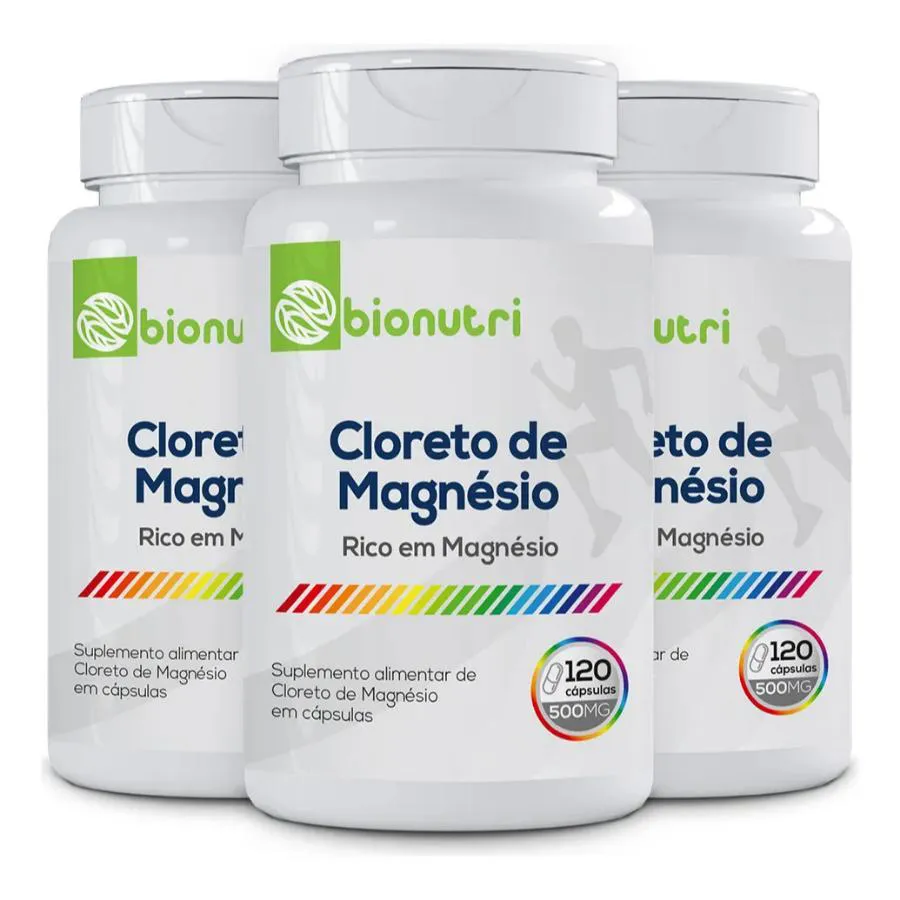 KIT 3X CLORETO DE MAGNéSIO 350MG 120 CáPSULAS - BIONUTRI