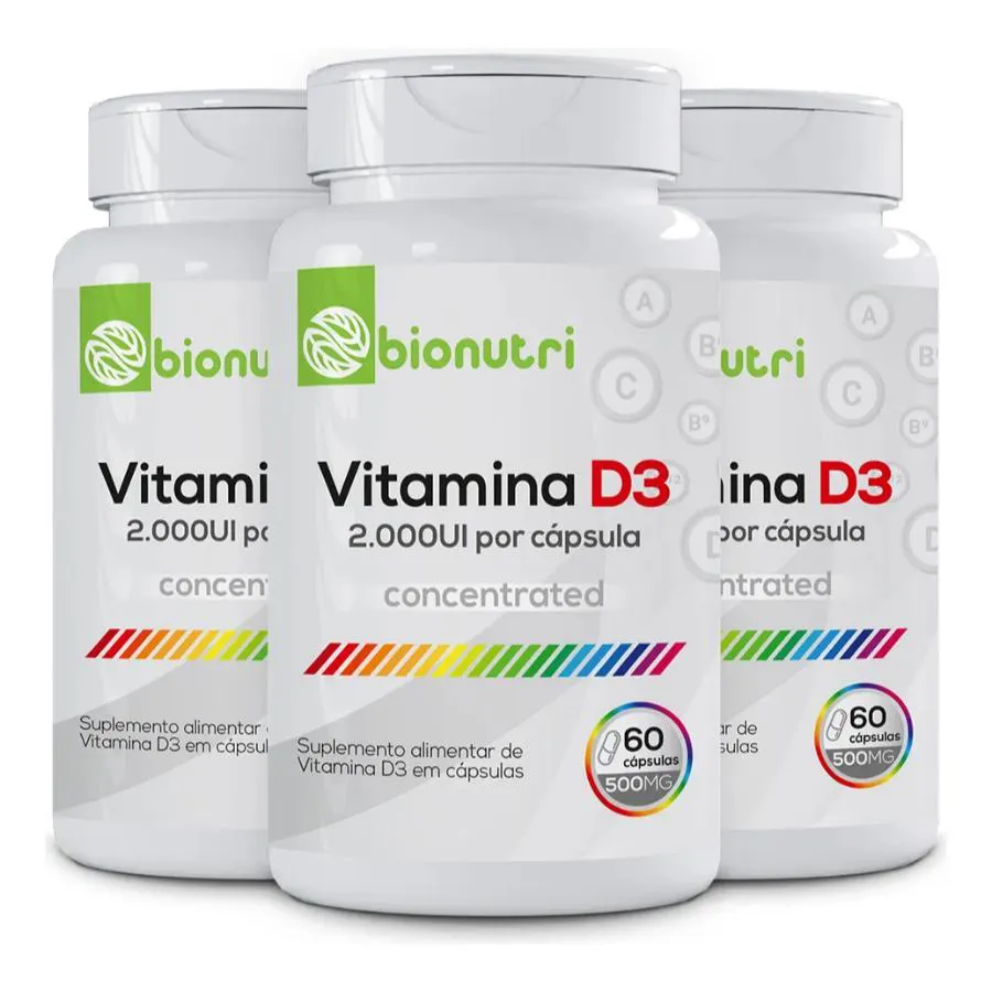 KIT 3X VITAMINA D3 2000UI 60 CáPSULAS - BIONUTRI