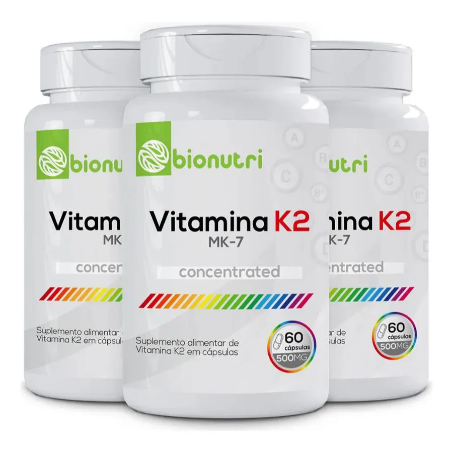 KIT 3X VITAMINA K2 MK-7 500MG 60 CáPSULAS - BIONUTRI