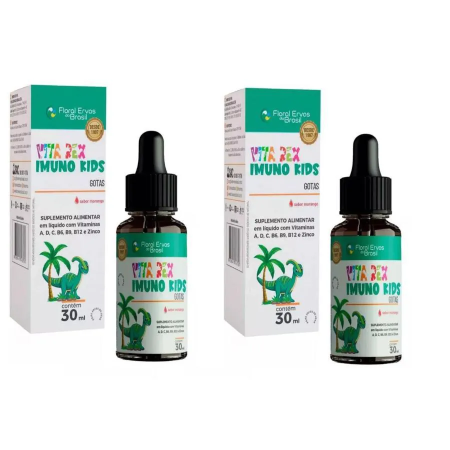 KIT COM 2X VITA REX IMUNO KIDS GOTAS 30ML - FLORAL ERVAS