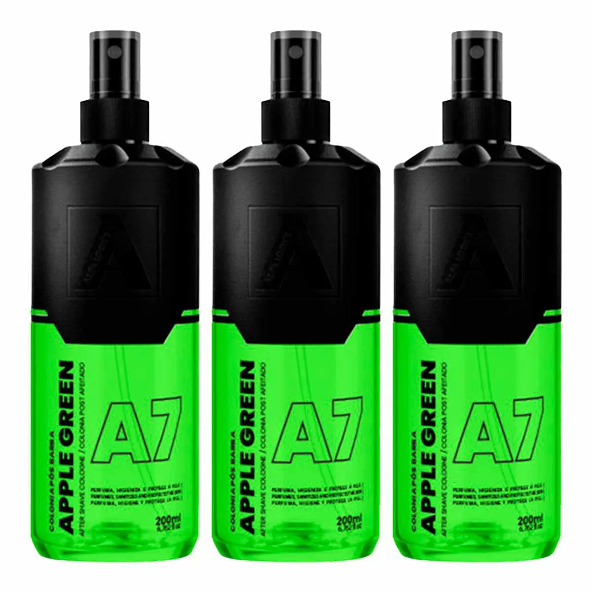 KIT 3X LOçãO PóS BARBA APPLE GREEN A7 200ML ALFA LOOK`S