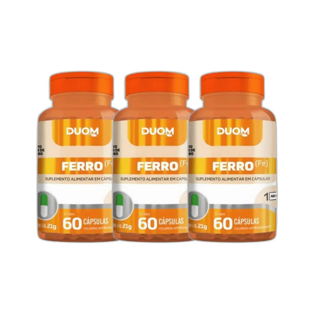 KIT 3X SUPLEMENTO ALIMENTAR FERRO 60 CPS - DUOM