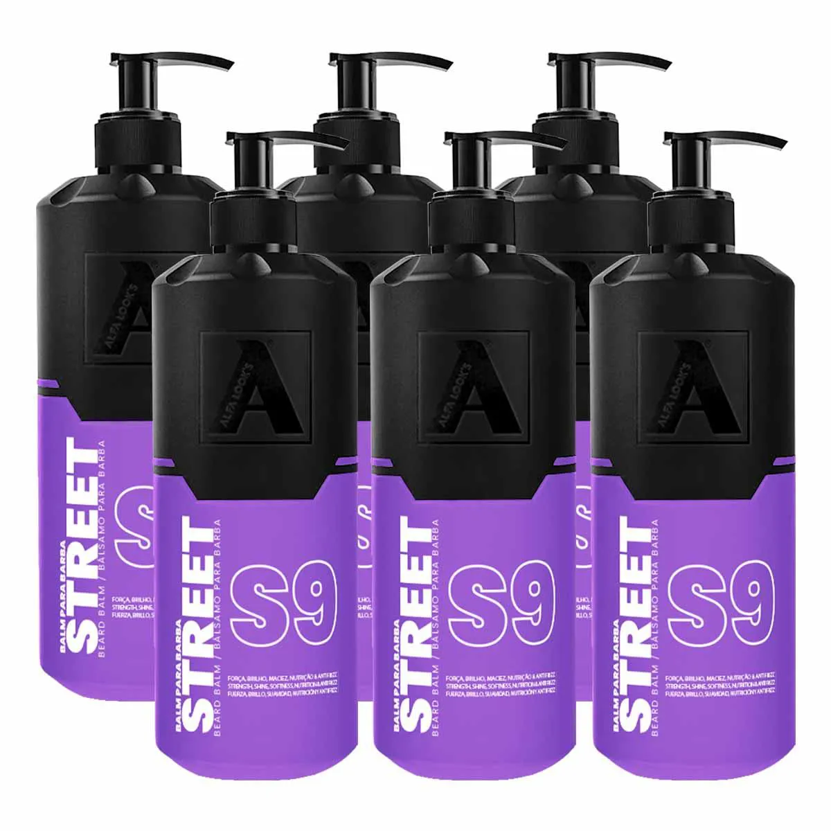 KIT 6X BALM BARBA HIDRATANTE STREET S9 140ML ALFA LOOK`S