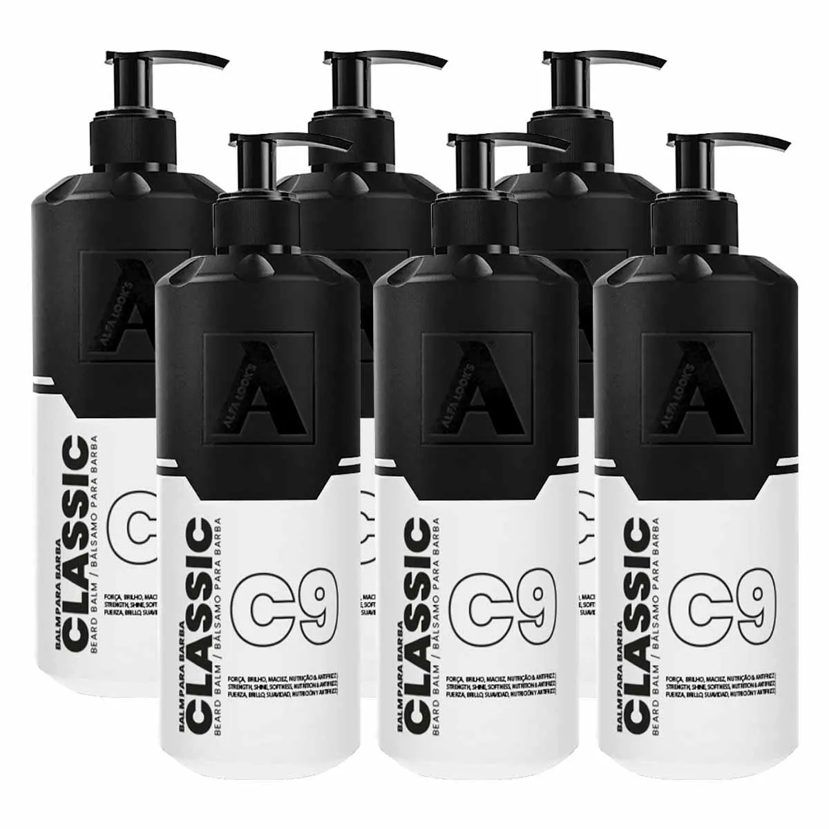 KIT 6X BALM BARBA HIDRATANTE CLASSIC C9 200ML ALFA LOOK`S