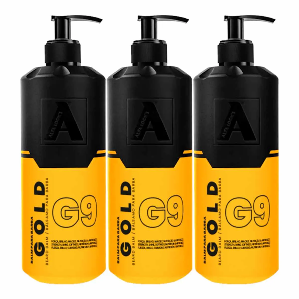 KIT 3X BALM PARA BARBA HIDRATANTE GOLD G9 200ML ALFA LOOK`S