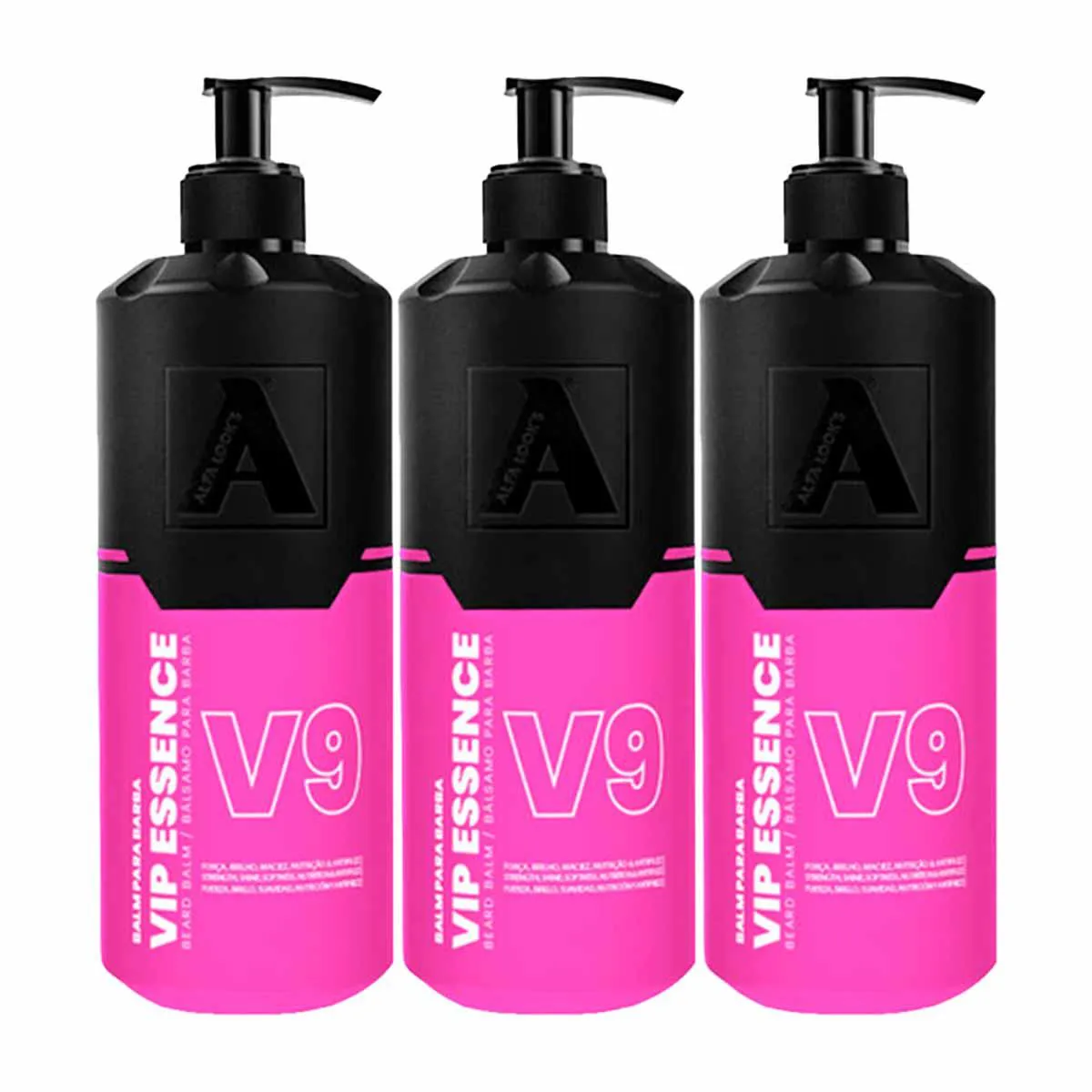 KIT 3X BALM PARA BARBA VIP ESSENCE V9 140ML ALFA LOOK`S