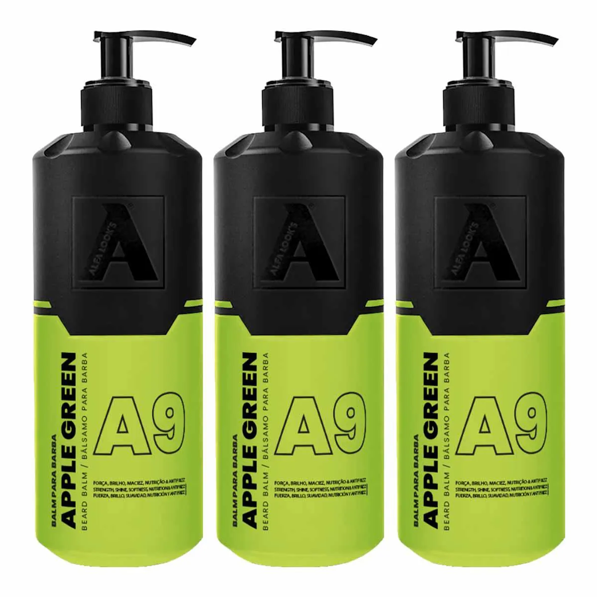 KIT 3X BALM PARA BARBA APPLE GREEN A9 140ML ALFA LOOK`S