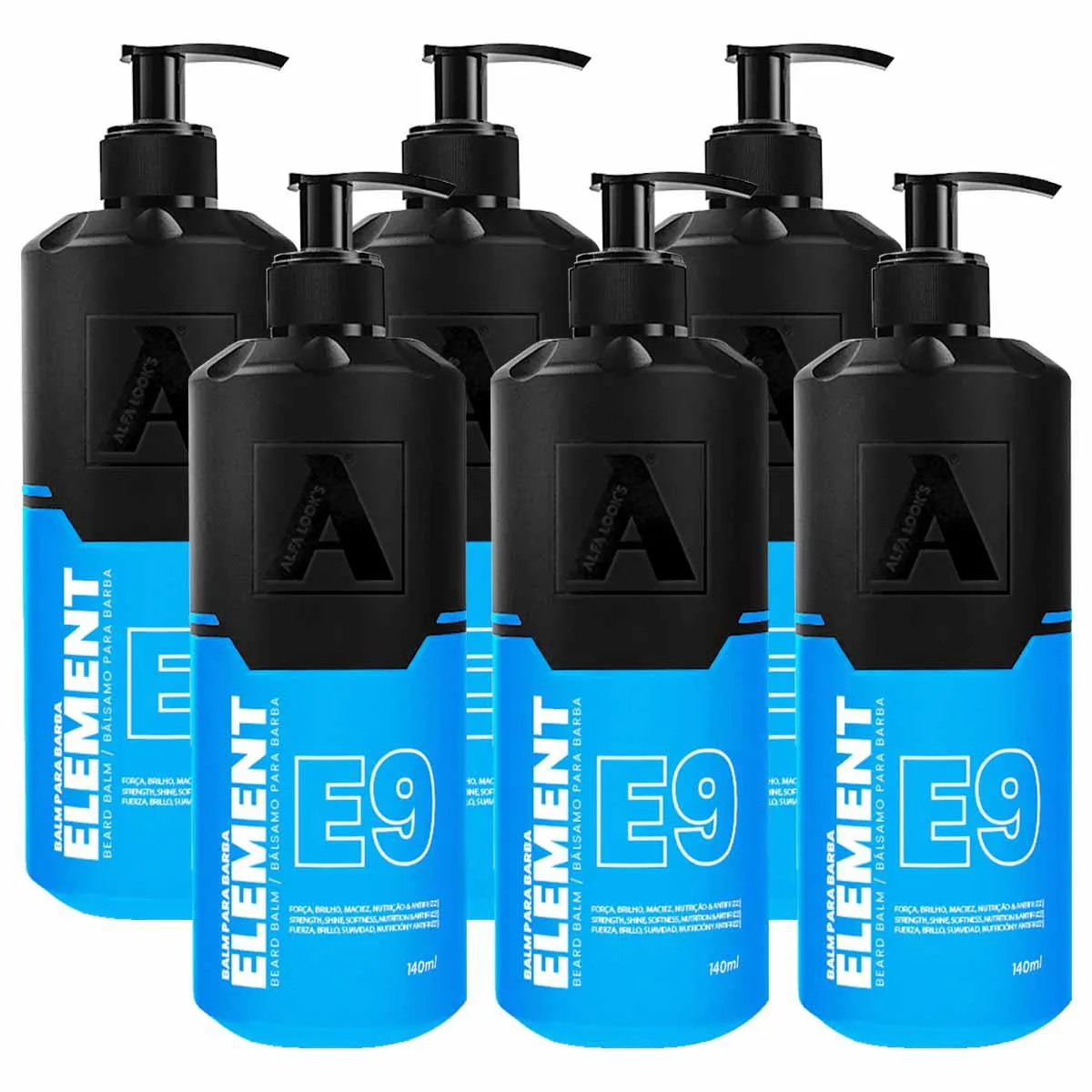KIT 6X BALM BARBA HIDRATANTE ELEMENT E9 200ML ALFA LOOK`S