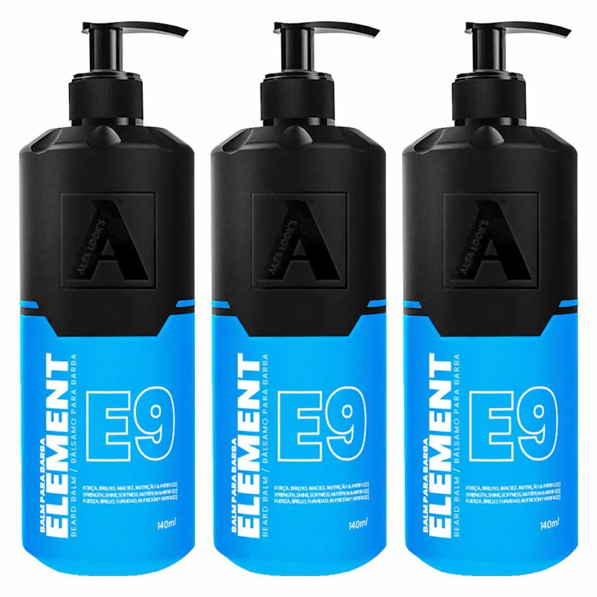 KIT 3X BALM BARBA HIDRATANTE ELEMENT E9 200ML ALFA LOOK`S