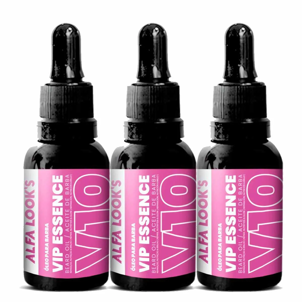 KIT 3X OLEO PARA BARBA VIP ESSENCE V10 30ML ALFA LOOK`S