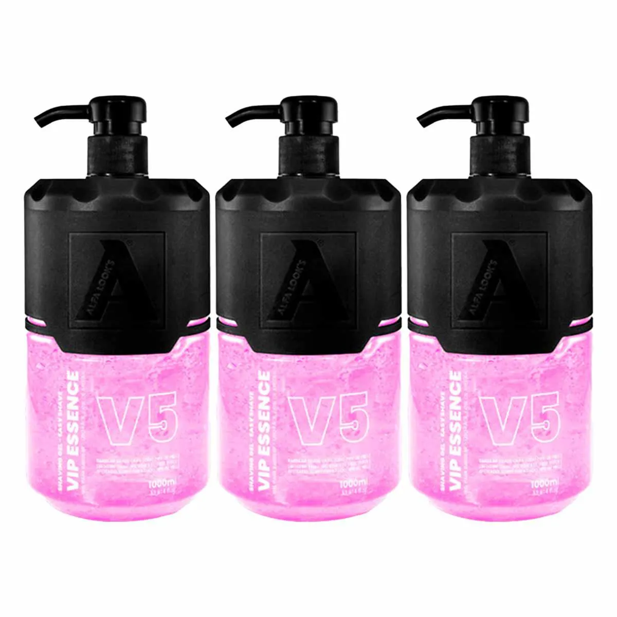 KIT 3X SHAVING GEL BARBEAR VIP ESSENCE V5 1000ML ALFA LOOK&#039S
