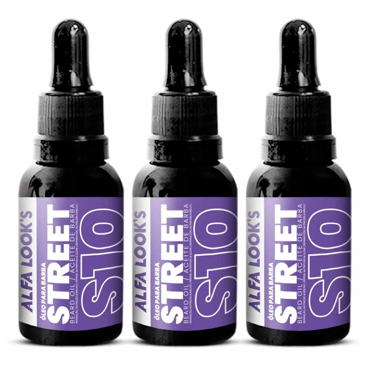 KIT 3X OLEO BARBA HIDRATANTE STREET S10 30ML ALFA LOOK`S