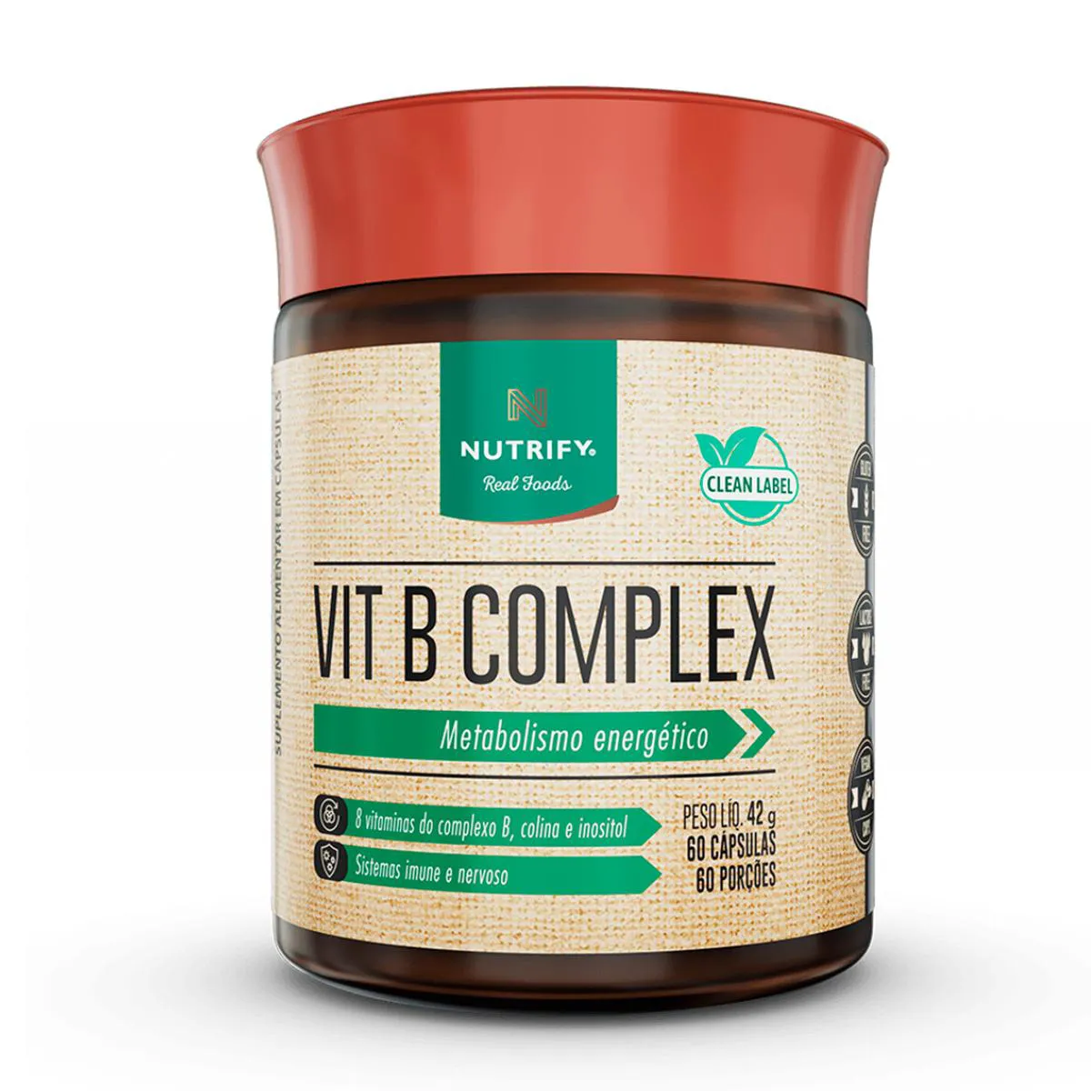 VITAMINA B COMPLEX NUTRIFY 60 CAPSULAS SEM Sabor