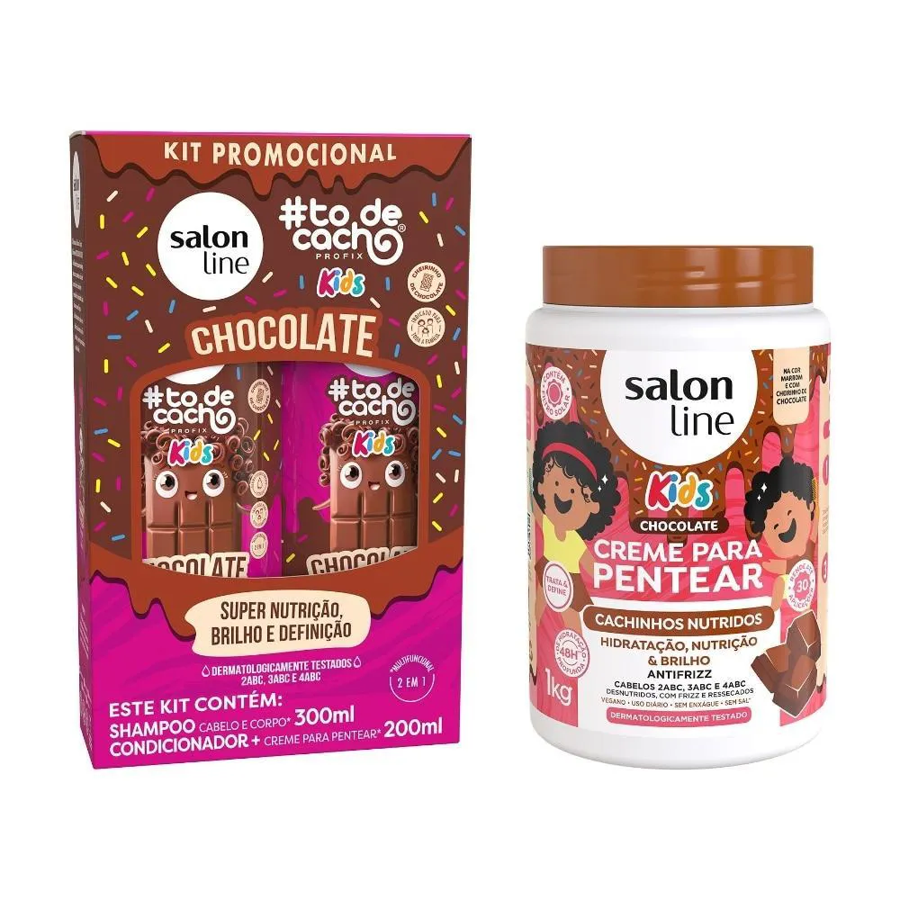 KIT CHEIRO DE CHOCOLATE COM SHAMPOO + CONDICIONADOR E CREME PARA PENTEAR