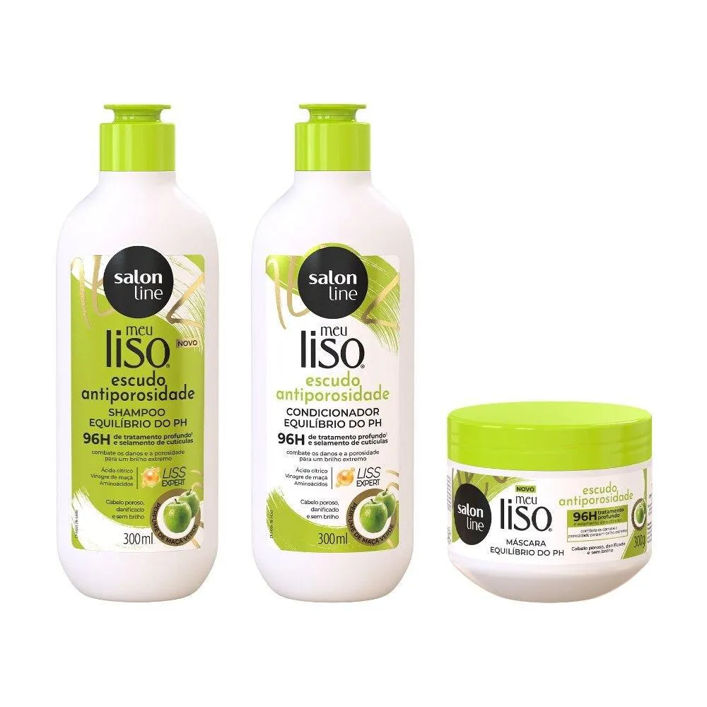 KIT SHAMPOO + CONDICIONADOR + MáSCARA MEU LISO ANTIPOROSIDADE