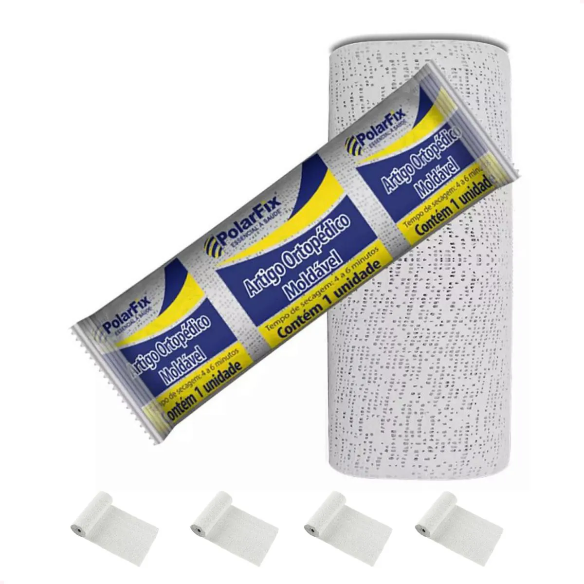KIT 5 ATADURAS GESSADAS POLAR FIX 8CMX2M ORTOPéDICO MOLDáVEL