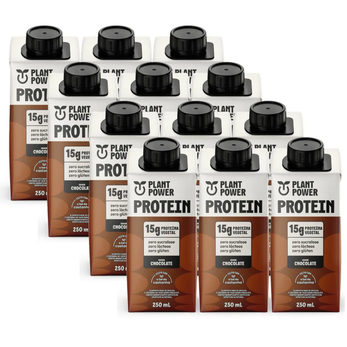 12X BEBIDA VEGETAL 15G PROTEIN PLANT POWER CHOCOLATE 250ML