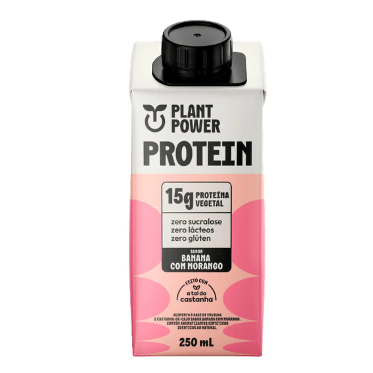BEBIDA VEGETAL 15G PROTEIN PLANT POWER BANANA E MORANGO 250ML