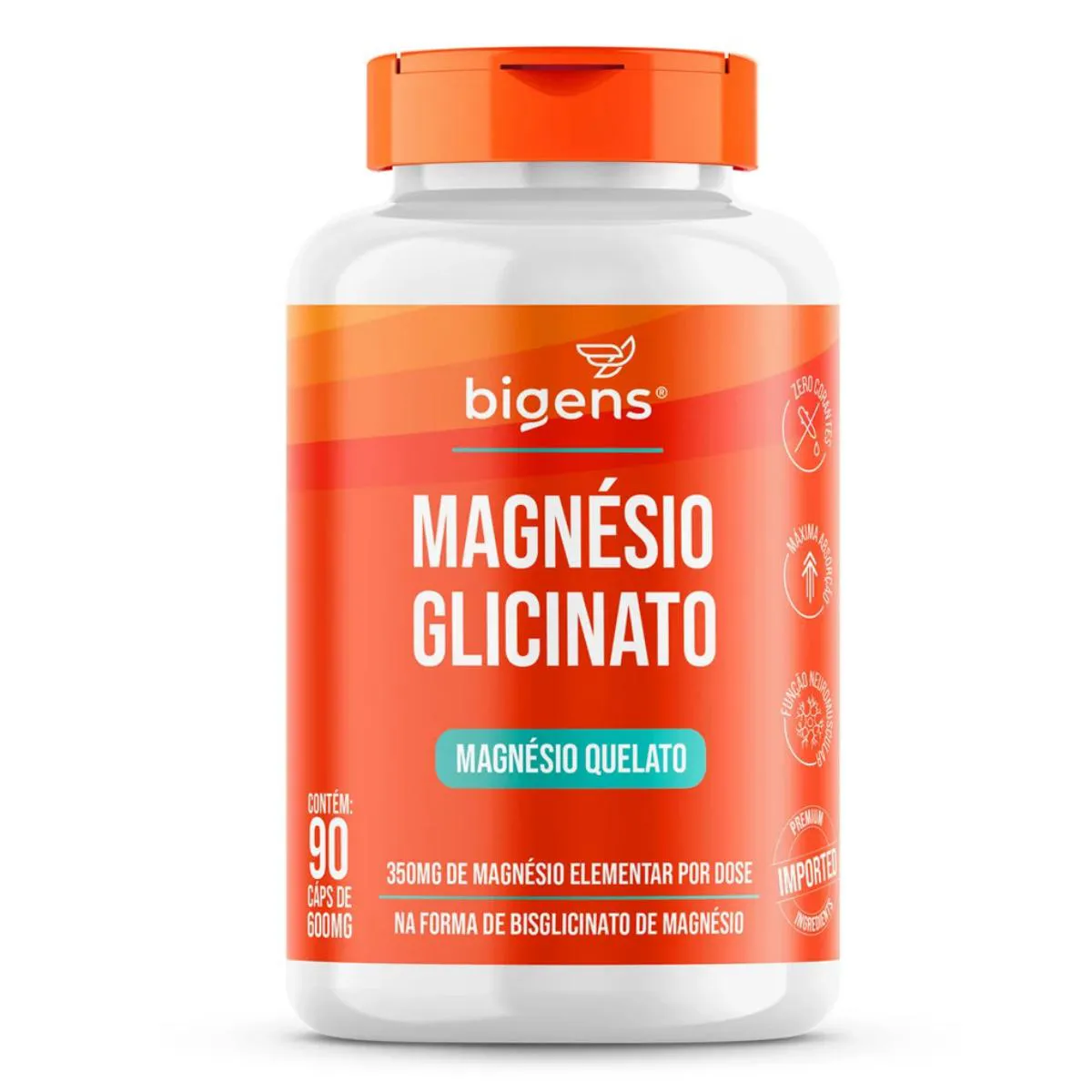 MAGNéSIO QUELATO GLICINATO BIGENS 90 CAPSULAS SEM Sabor