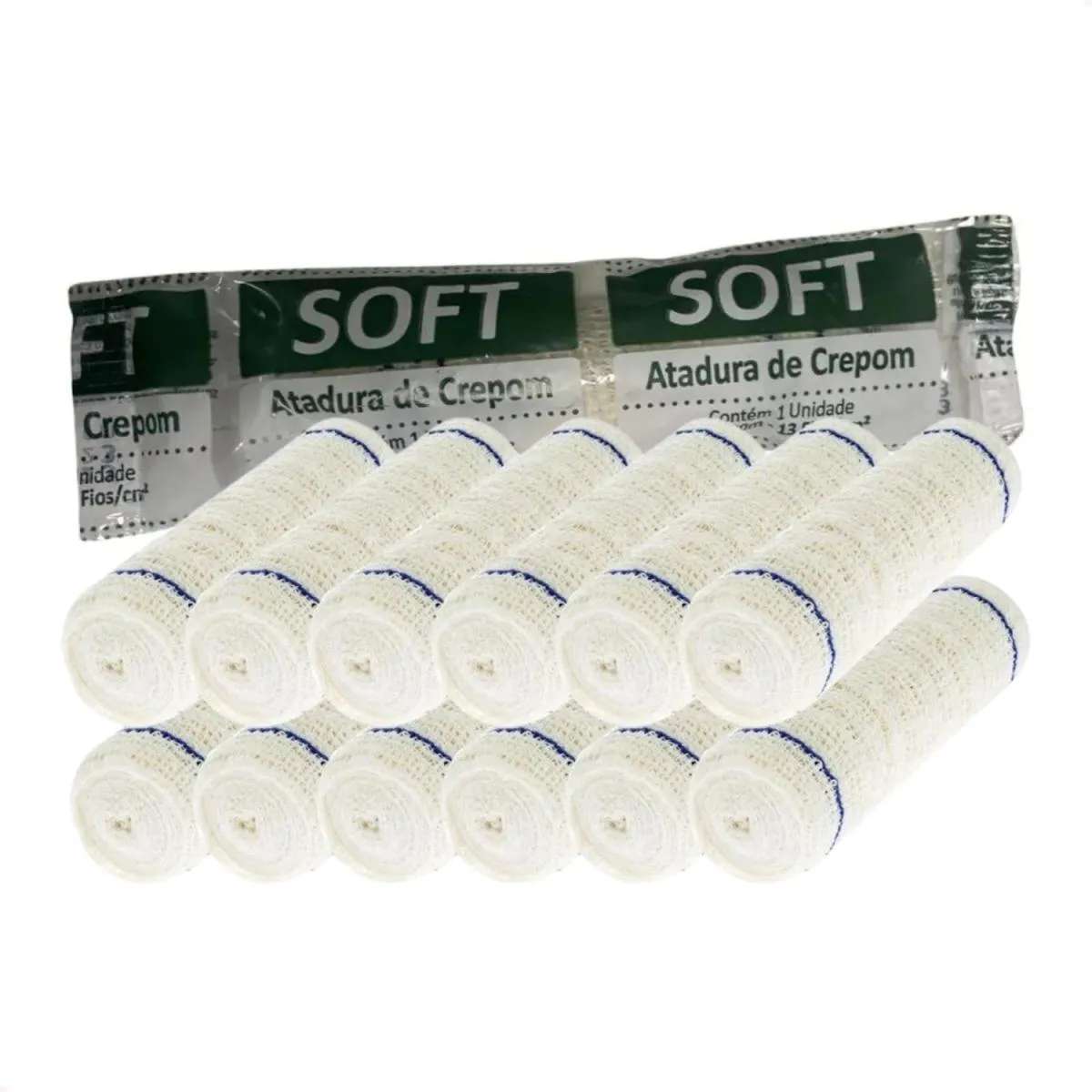 KIT COM 36 ATADURAS DE CREPOM 8CM X1,20M 13 FIOS SOFT ERIMAX