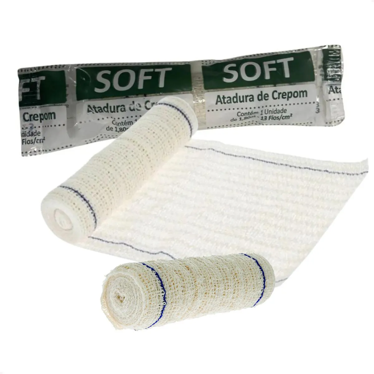 KIT COM 36 ATADURAS DE CREPOM 8CM X1,20M 13 FIOS SOFT ERIMAX