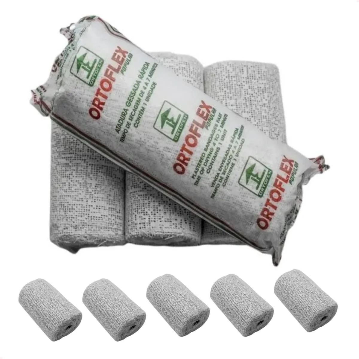KIT COM 5 ATADURA GESSADA 15CM X3M ORTOFEN ARTIGO ORTOPéDICO