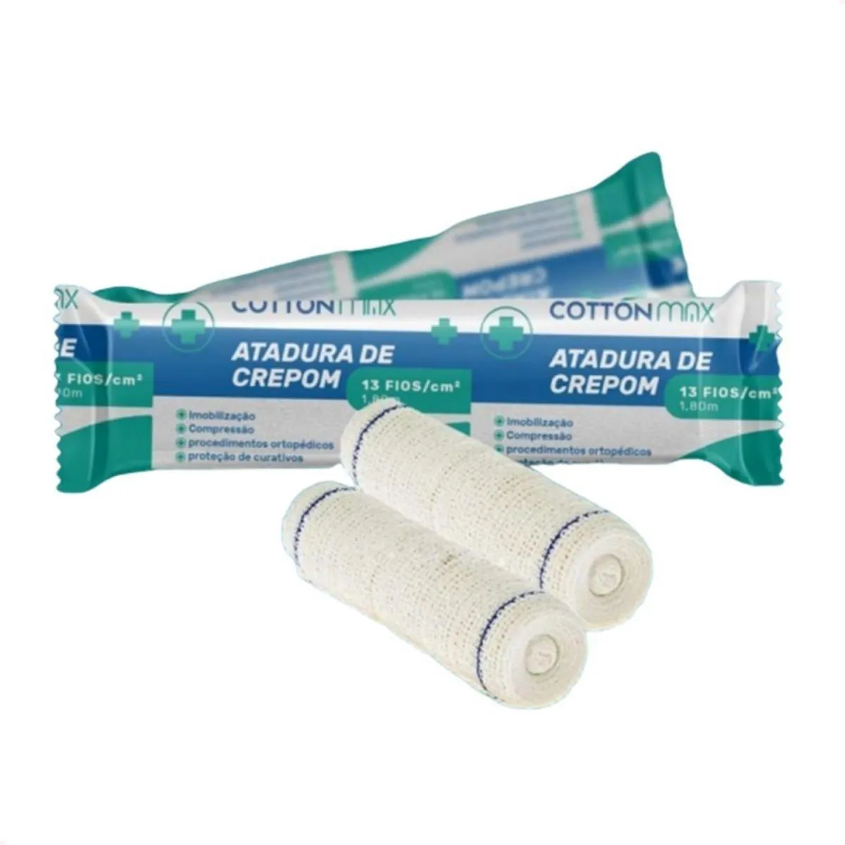 ATADURA CREPOM 15 CM X 1,80 M 13 FIOS COTTON COM 12 ATADURAS